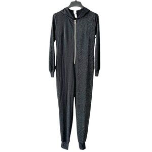 Last Chance! Savage x Fenty Black Metallic Sleep & Shine Hooded Jumpsuit Size M